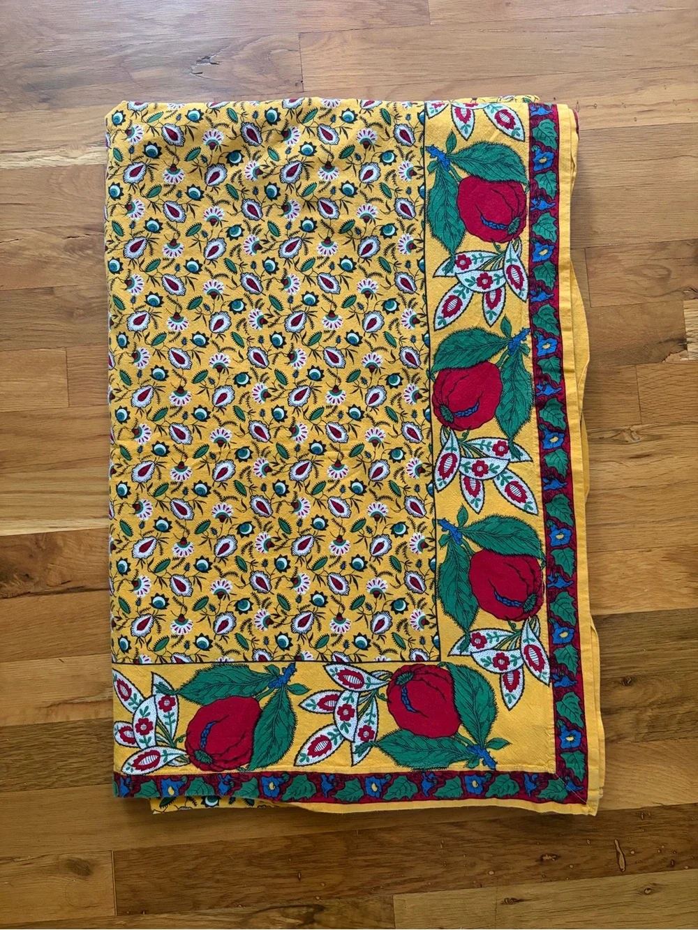 Vintage Williams Sonoma Floral Tablecloth 70x108 Yellow French Country Cottage